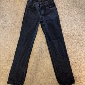 VINTAGE 80S LEVI'S FADED BLACK BUTTON-FLY 701 STUDENT FIT JEANS